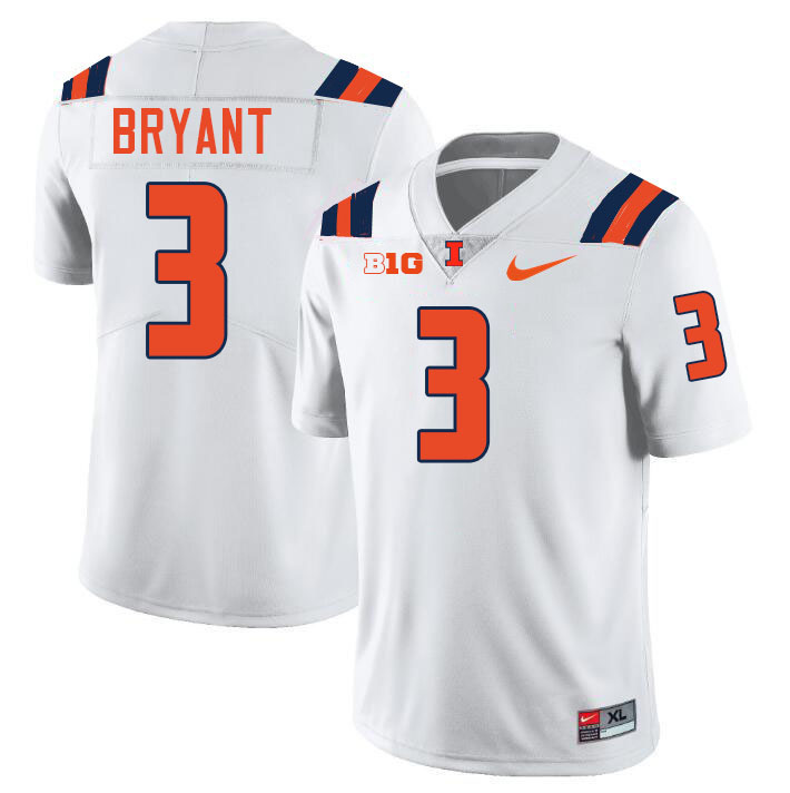 Men #3 Alec Bryant Illinois Fighting Illini College Football Jerseys Stitched-White